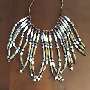 "31 Bits" paper bead fringe statement necklace
